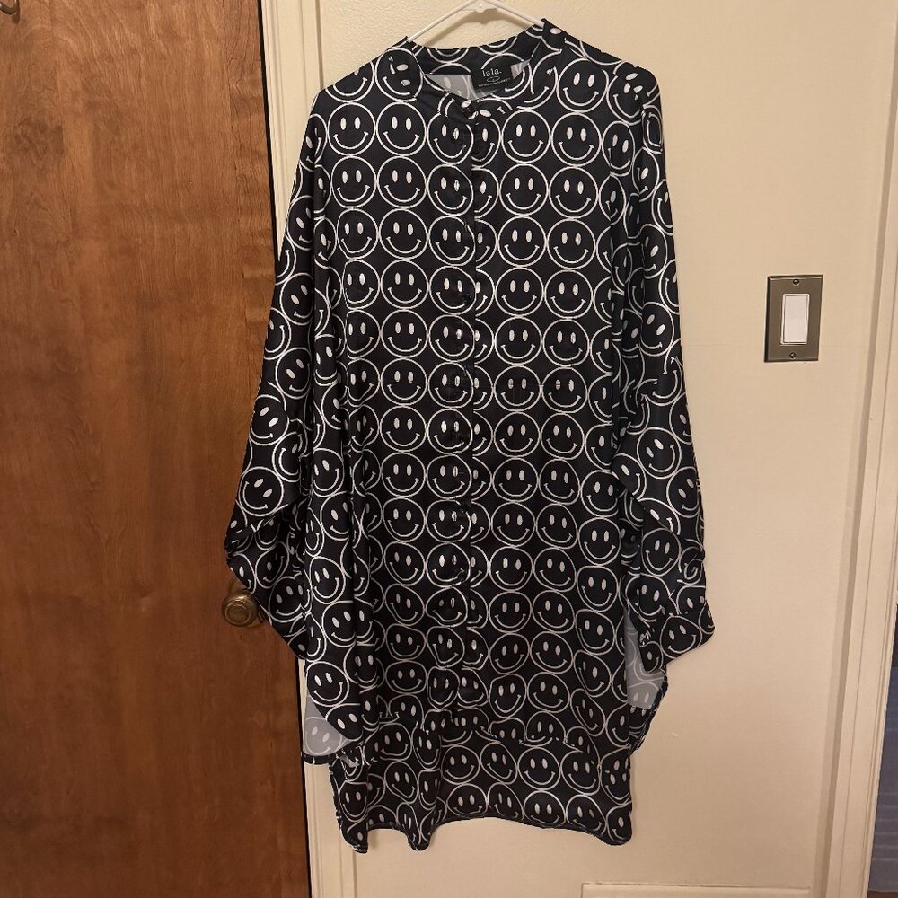 Dressed in LALA Black Jumpsuit with White Smiley Print